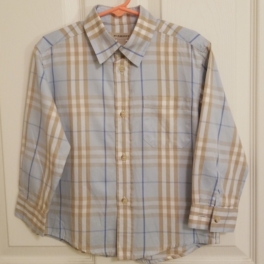 Burberry Check Button-Down Collar Shirt 4 boys
